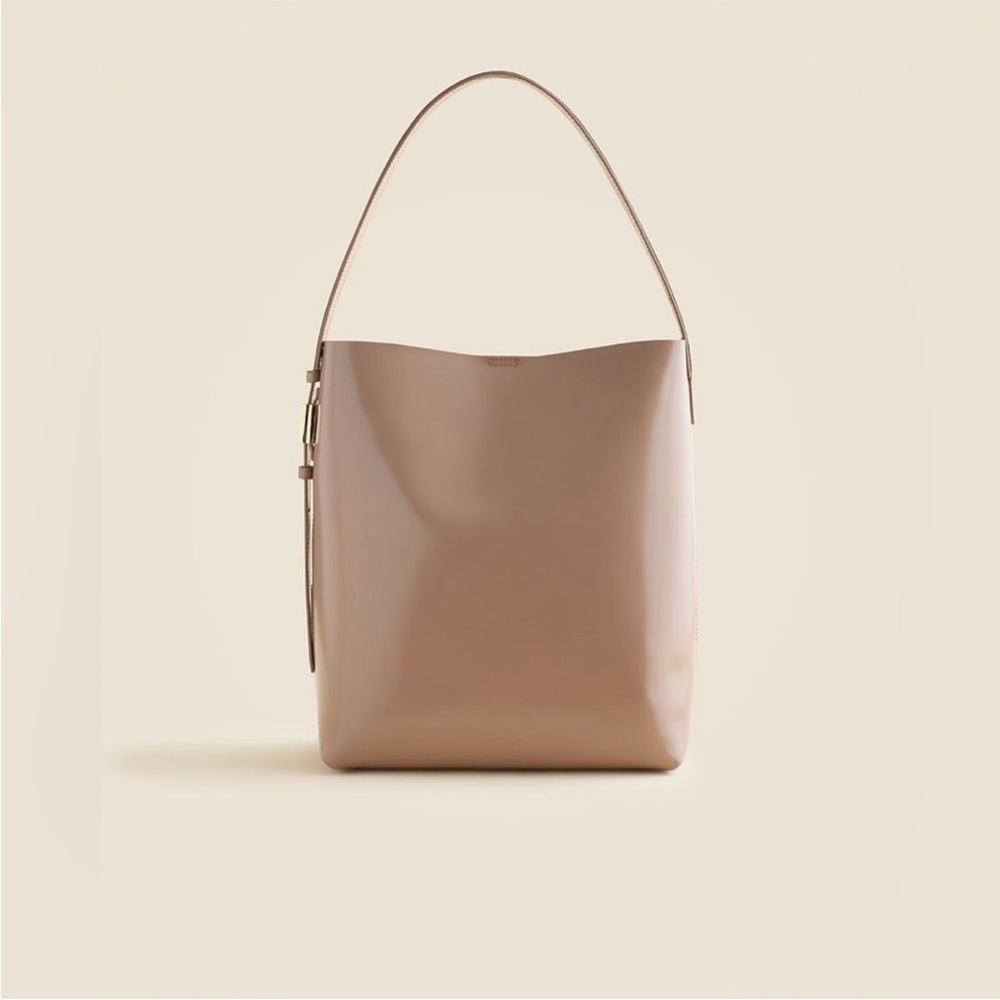 NEW J. Crew Edie Bucket Bag Italian Leather Natural work bag office CB969 $268